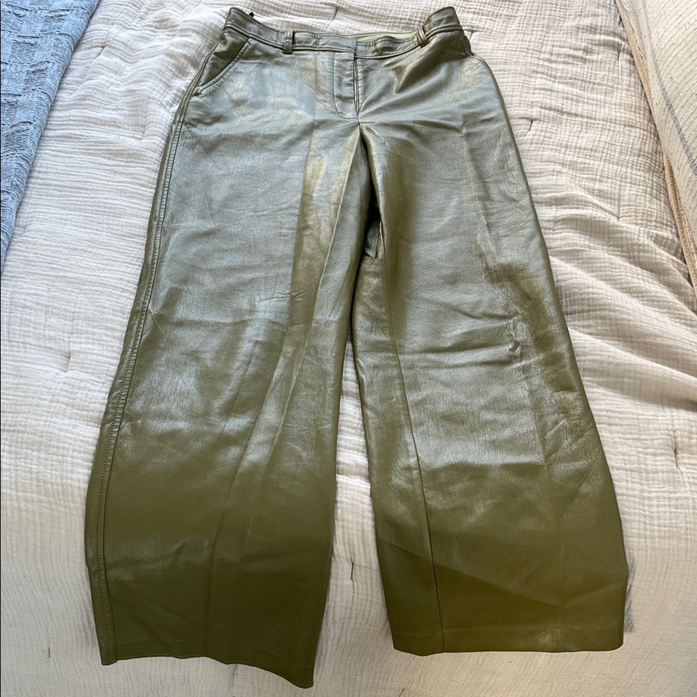 Babaton Sage Green Trouser Pants Leather